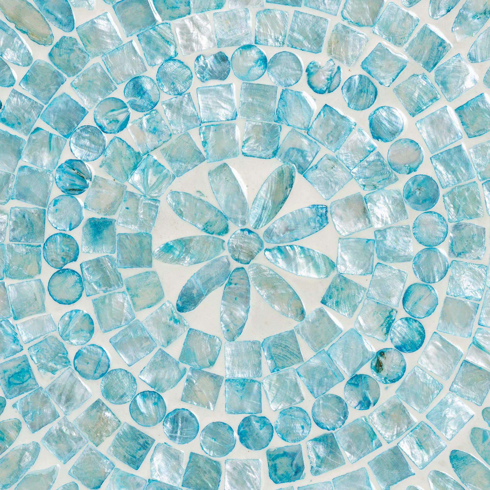 Baxton Studio Olesia Mother of Pearl BOHO End Table, Blue