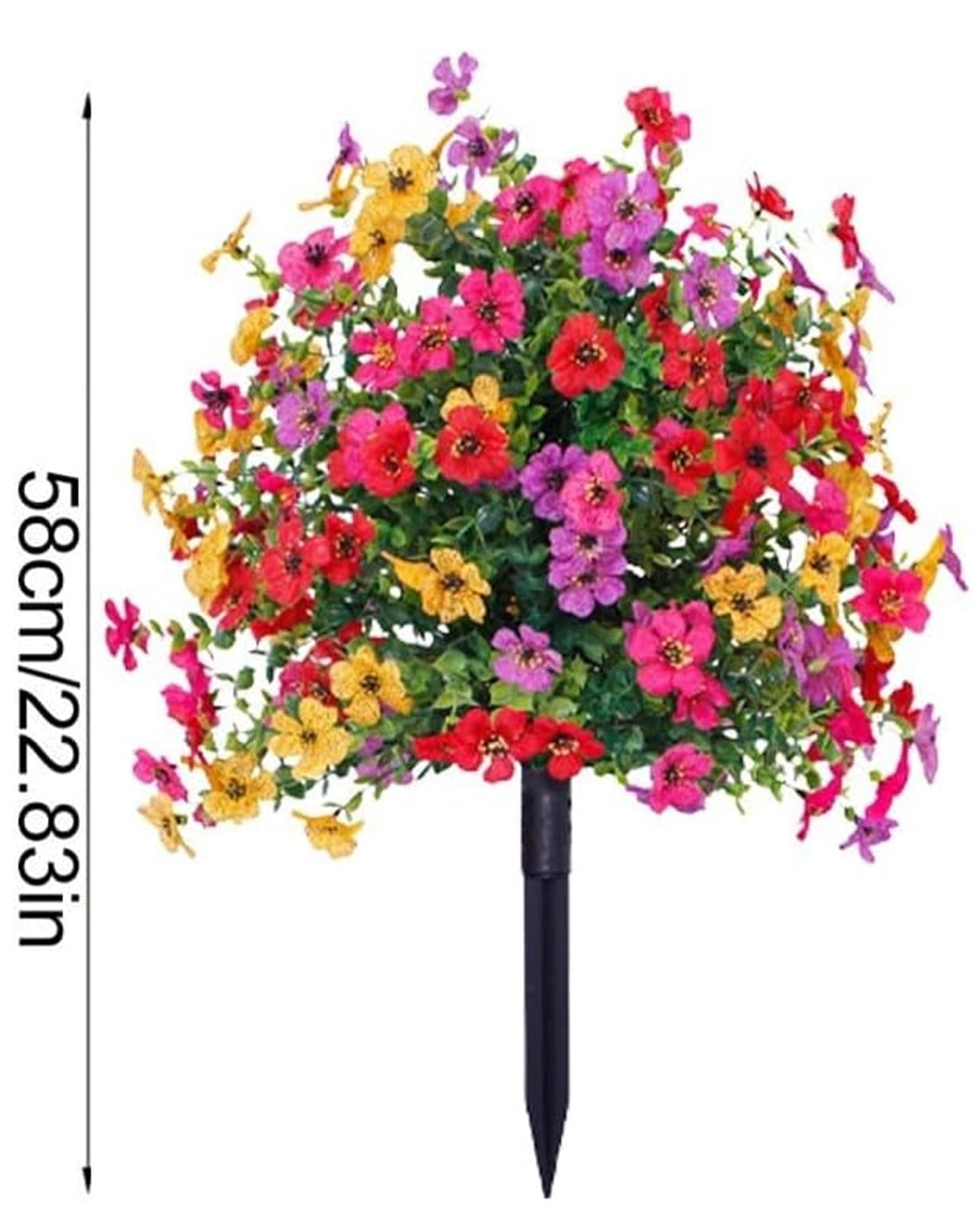 23" Artificial Topiary Ball Trees with Flowers and Ground Spikes, Ground Insert Faux Violet Flowers, Artificial Violet with Stakes for Outdoor Indoor Garden Home Decoration