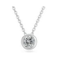 thumbnail image 2 of 18k White Gold White Sapphire Bezel Round Pendant Gift for Women Plated by Paris Jewelry, 2 of 4