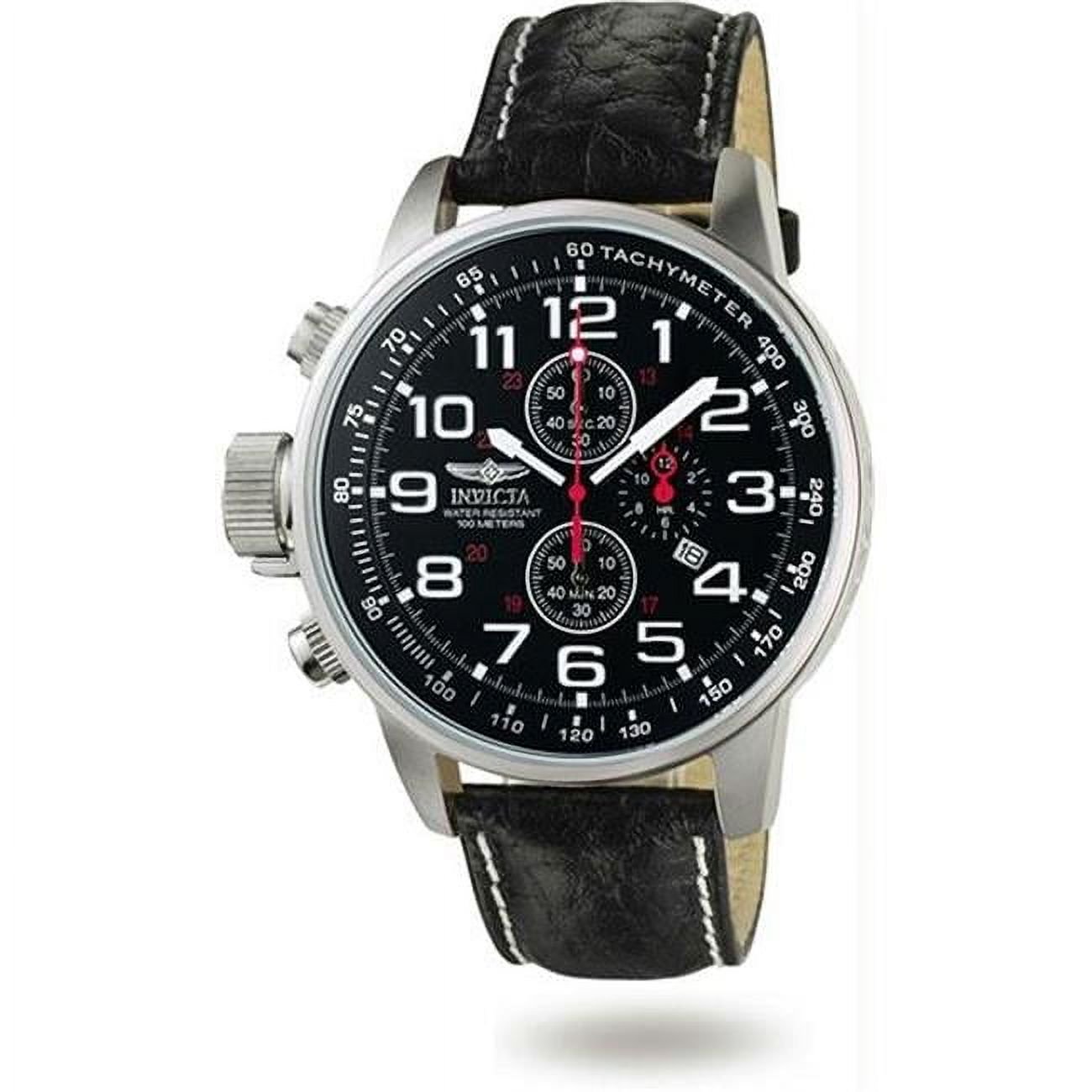 Mens Stainless Steel Lefty Force Chronograph Black Dial Leather Strap Watch