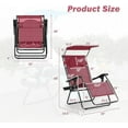 thumbnail image 2 of ZYPPP Zero Gravity Chairs, X-Large Folding Lounge Lawn Chair w/Canopy Shade & Cup Holder, Adjustable Folding Patio Recliner for Pool Porch Deck Oversize-Wine Zero Gravity Chair, 2 of 9