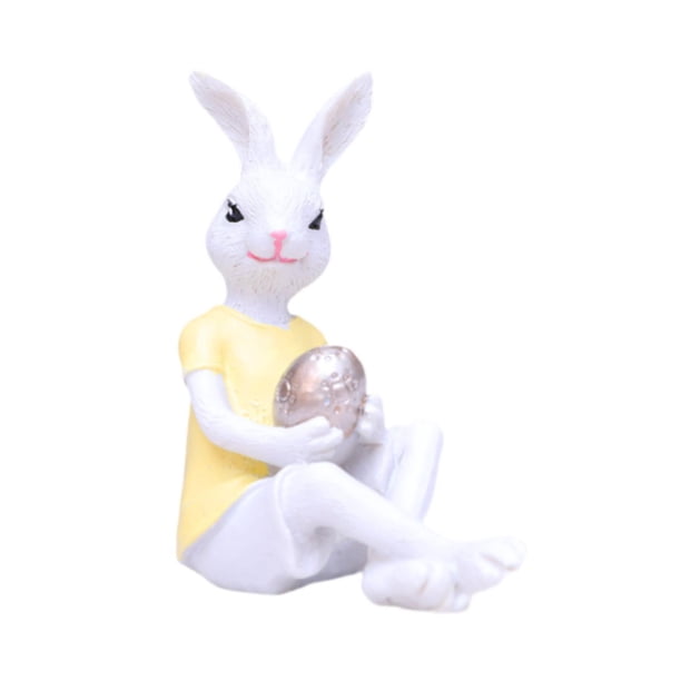 Estatua de conejo de Pascua, decoración de Pascua, decoración de mesa, figura creativa de conejo Amarillo