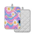 thumbnail image 2 of 2Pack Heat-Resistant Quilted Cotton Potholders - Stylish Kitchen Grips for Hot Pots & Pans Ovens Adorable Daisies, 2 of 7