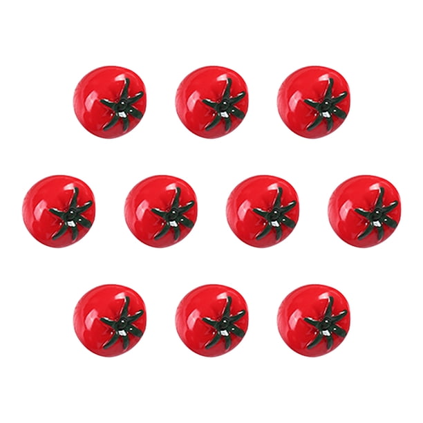 10 mini tomates cherry de resina para decorar casas de muñecas.
