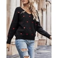 thumbnail image 3 of Sweaters for Women V-Neck Long Sleeve Womens Sweaters Heart Print Winter Sweaters Alsol Lamesa, 3 of 6