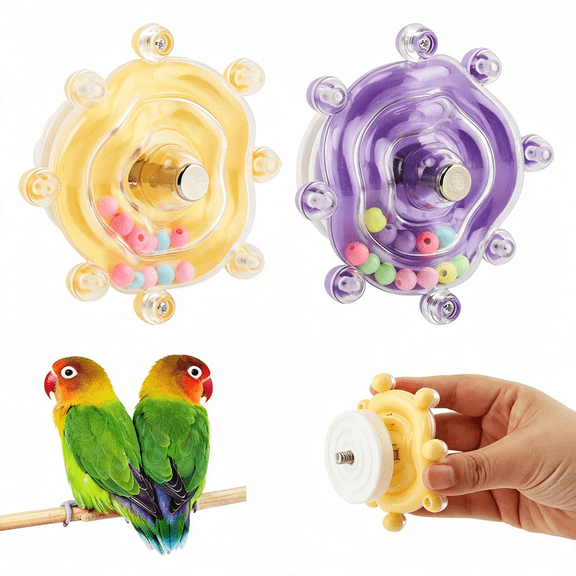BESTSKY 2 Pack Bird Toys for Parakeets,Colorful Spinning Wheel Chew Toys,Interactive Spinner Rattle Parrot Toy,Funny Bird Cage Accessories for Budgies,Cockatiels,Lovebirds &Conures