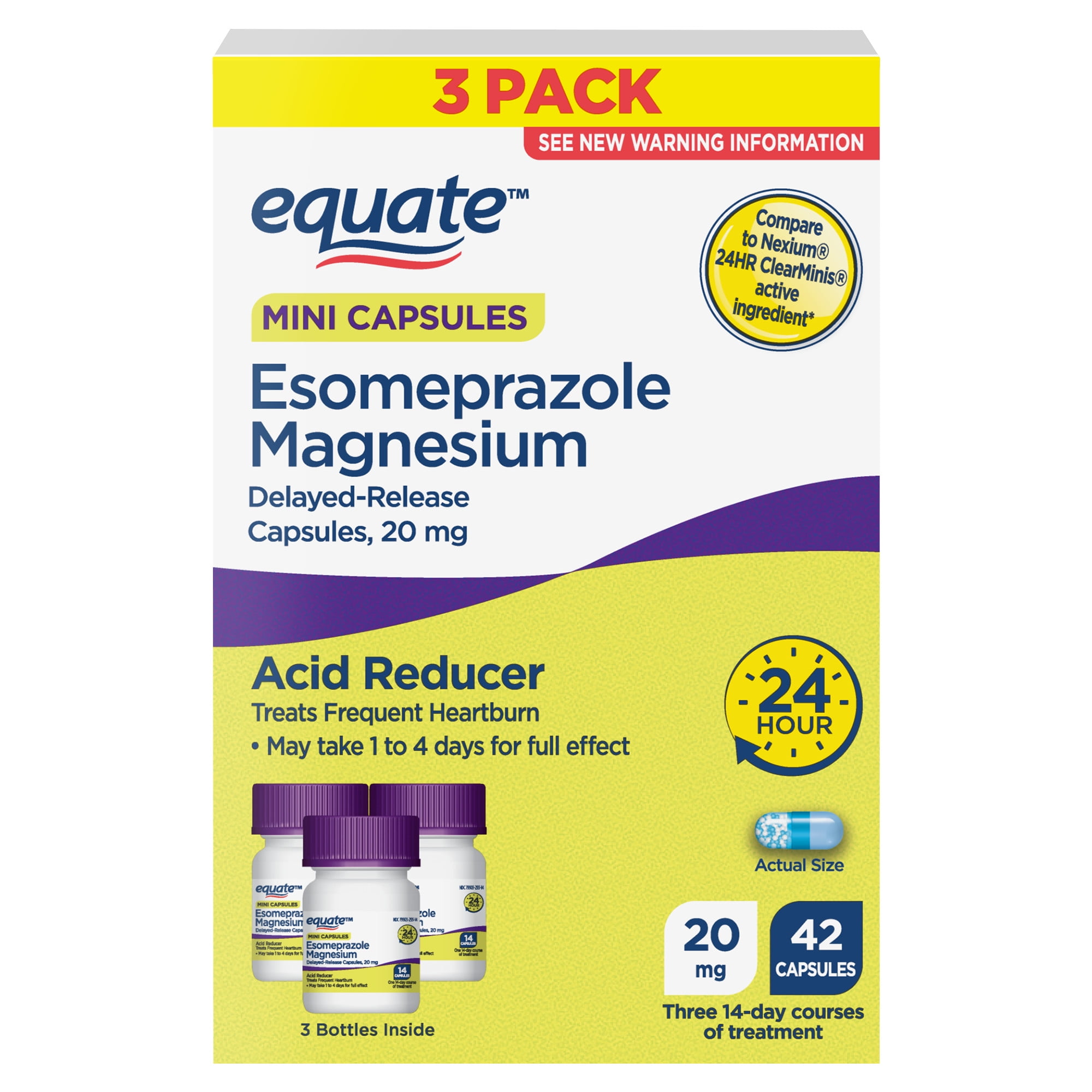 Equate Esomeprazole Magnesium Delayed-Release Mini Capsules, 20 mg, Acid Reducer, 42 Count, Compare to Nexium 24 HR active ingredient