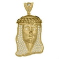 thumbnail image 3 of Auriga 10K Two-tone Gold Cubic-Zirconia Jesus Religious Charm Pendant for Men, 3 of 5