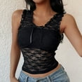 thumbnail image 6 of Womens Tank Top $4.98 Plus Size Clearance Sleeveless Lace V-neck Summer Slim Vest Black M, 6 of 6