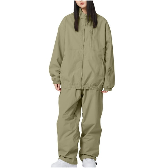 Penkiiy Women's Ski Suit Outdoor Sports Snowboarding Jacket and Pants Waterproof Breathable Snow Suit XL Green