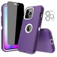 thumbnail image 1 of NIFFPD iPhone 14 Pro Case with Screen Protector （Anti Spy Privacy） + Camera Lens Protector, Heavy Duty Hard Shockproof Phone Case for iPhone 14 Pro 6.1" Purple+White, 1 of 3