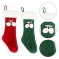 thumbnail image 3 of Tumao Christmas Stockings, Personalized Knitted Xmas Stockings, Red and Green Cable Knit Stocking Candy Gift Bags with Pompom for Family Christmas Holiday Decoration, 2 pack, 3 of 8