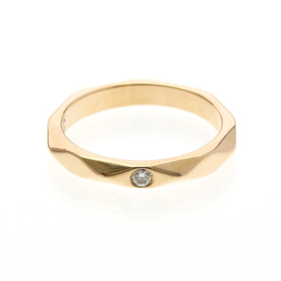 Pre-Owned Boucheron Faceted Ring With 1 Diamond Pink Gold (18K) Fashion Diamond Band Ring Pink...