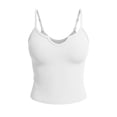 thumbnail image 4 of YFNNUP Women's Tank Top Built in Bra Camisole Tops Adjustable Spaghetti Strap Cami Tank Summer Slim Fit Undershirts Blouse White XL, 4 of 6