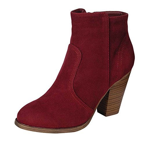 wine suede booties