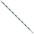 thumbnail image 2 of White Sterling Silver bracelet Gemstones Open Back Sapphire Round Blue Diamond 7 in 3 mm, 2 of 3
