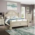 thumbnail image 2 of Formal Traditional Style 3pc Bedroom Set Solid Wood Antique White Eastern King Size Bed 2x Nightstand Furniture, 2 of 6