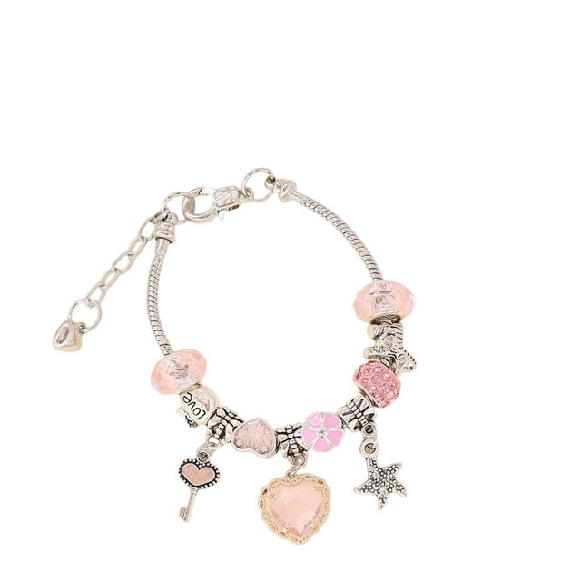 Brazalete Ajustable Sonducket Corazón Cristal Encanto Moda Vintage color rosado