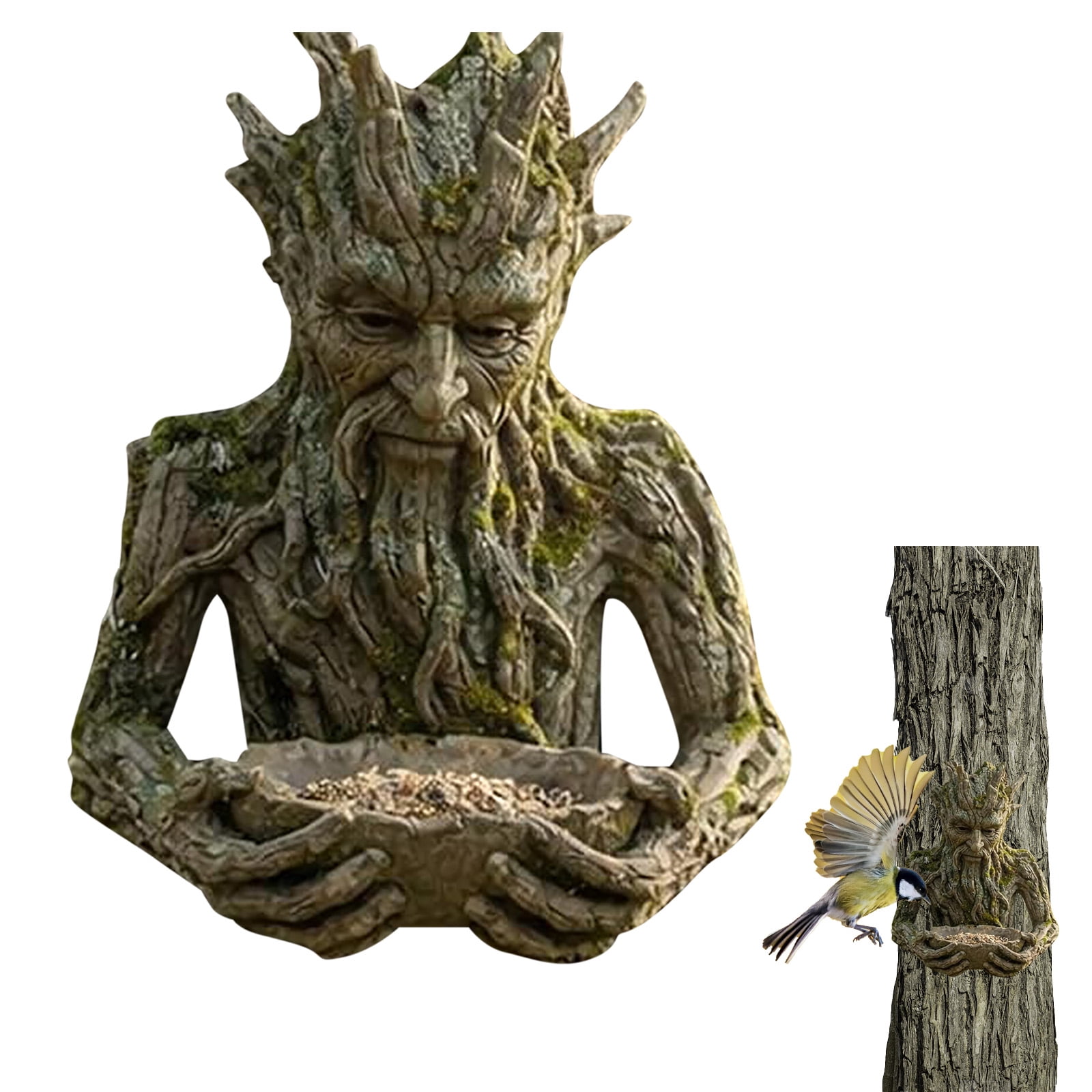 Sculptural Bird Feeder for Bird Lovers: The Quiet Offering Tree-Integrated Ancient Feeder with Hidden Keyhole Hanger for Yard, Patio, or Garden
