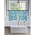 thumbnail image 3 of Sheer Curtains 45 Inch Length 2 Panels Set for Kitchen, Light Blue Teal Semi Sheer Curtains for Windows, Retro Botanical Abstract Art Voile Window Treatments Rod Pocket Curtain, 3 of 7