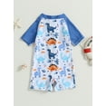 thumbnail image 4 of Bagilaanoe Toddler Baby Girl Boy One-Piece Swimsuit Print Short Sleeve Zipper Rashguard Swimwear 6M 12M 2T 3T 4T 5T Kids Bathing Suit Beachwear, 4 of 9