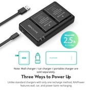 RAVPOWER RP-BC002 Battery Charger & 2 Rechargeable Li-ion Battery For Nikon PB28