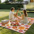 thumbnail image 4 of Bohemia Floral Outdoor Rug for Patio/Deck/Porch, Non-Slip Large Area Rug 5 x 7 Ft, Vintage Orange Pink Flowers Boho Style Beige Indoor Outdoor Rugs Washable Area Rugs, Camping Rug Carpet Runner, 4 of 8
