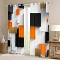 thumbnail image 2 of Manfei Geometric Square Black Out Curtains,Modern Abstract Curtains Pack of 2 (42x63 Each),Orange White Black Bedroom Curtains For Men Women,Super Cozy Room Decor, 2 of 6