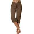 thumbnail image 1 of Timegard Capri Pants for Women Drawstring Cropped Comfy Yoga Pants Fall Casual Loose Workout Trousers, 1 of 6