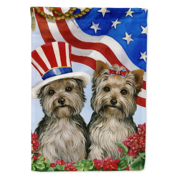 Carolines Treasures PPP3245CHF Yorkie USA Flag Canvas House Size  Large multicolor