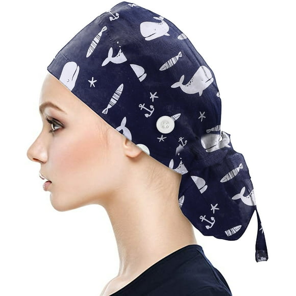 Hantrom Chapeau d'Infirmière, Casquette de Baseball, Casquette de Gommage avec Boutons, Chapeau Bouffant avec Bande Anti-Sueur pour Femmes et Hommes, Casquettes de Gommage, Casquettes Chirurgicales, Chapeaux pour Hommes, D
