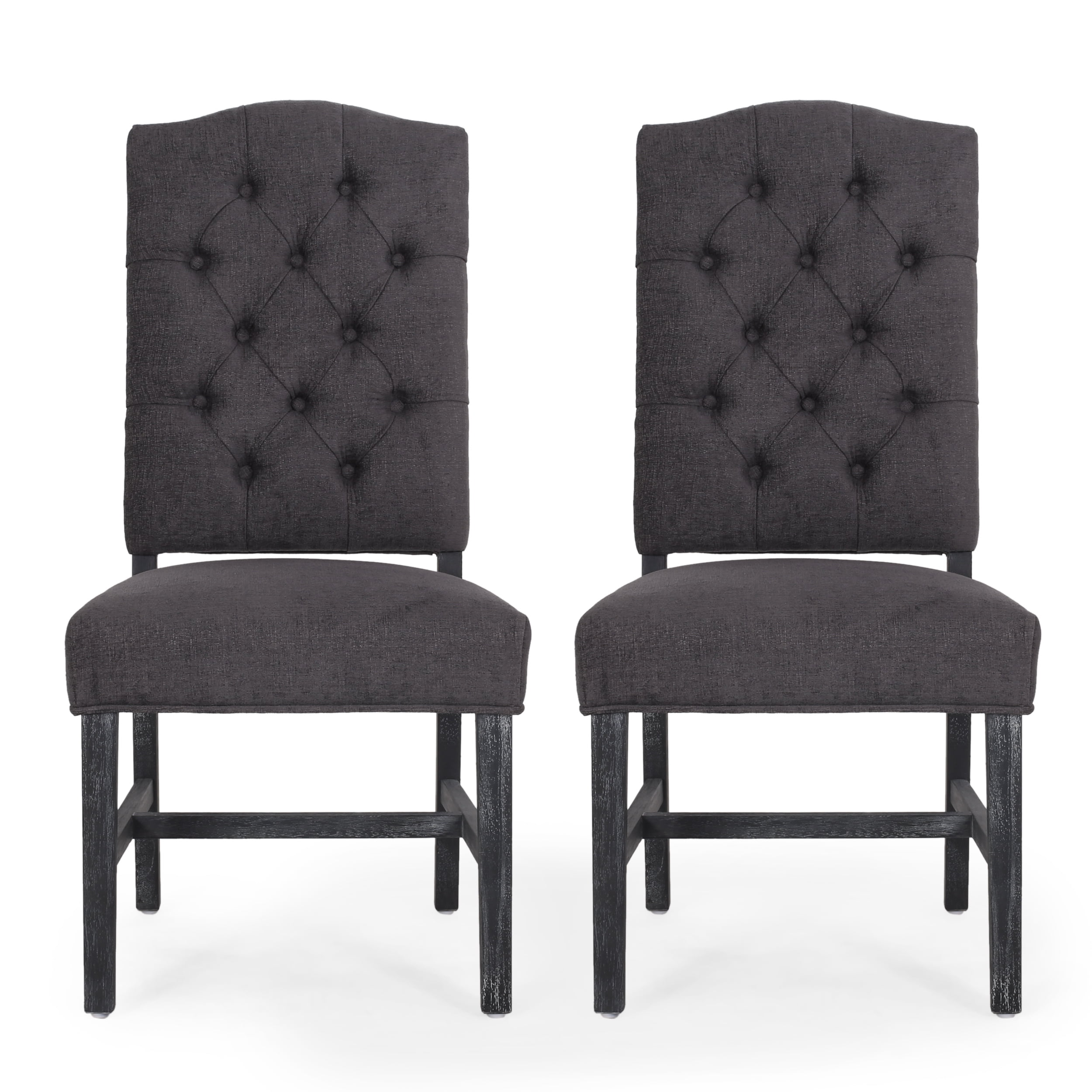 Loyning Contemporary Fabric Tufted Dining Chairs, Set of 2, Gray