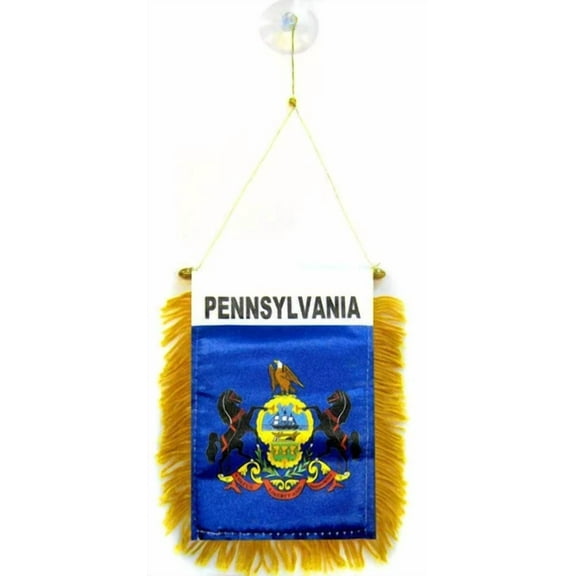 Wholesale Lot 3 State Pennsylvania Mini Flag 4"X6" Window Banner W/ Suction Cup