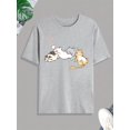thumbnail image 3 of Cute Cats Napping Print Tee Shirt, Tee For Men, Casual Short Sleeve T-shirt For Summer Spring Fall, Tops As Gifts, 3 of 9