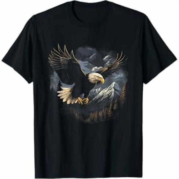 Greenink Flying Eagle Mountains Humor Eagle Lover Gifts Unisex Men Women T-Shirt Crew Neck Short Sleeve Tees