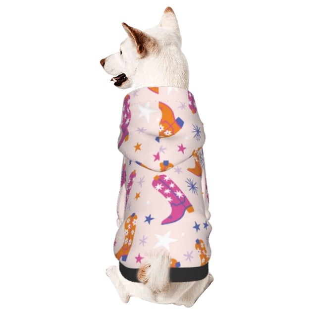 Fotbe Cowgirl Boots Sudadera con Estampado para Perros Pequeños – Suéter con Capucha para Mascotas, Tela Suave de Forro Polar con Bolsillo-XX-Large