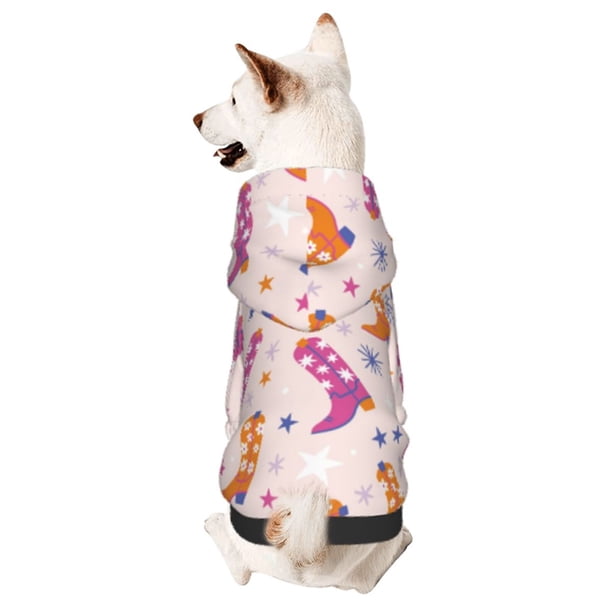 Fotbe Cowgirl Boots Sudadera con Estampado para Perros Pequeños – Suéter con Capucha para Mascotas, Tela Suave de Forro Polar con Bolsillo-X-Small