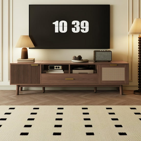 Vinsetto Wood TV Stand for 75" TVs, Dark Brown