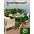 thumbnail image 4 of Outdoor Tablecloth with Umbrella Hole and Zipper, Botanical Flower Wreath Rectangle Table Cloth 54x80 Inch Waterproof Tablecloth, Rustic Bow-Knot Green Black Plaid Picnic Table Cover for Patio, 4 of 7