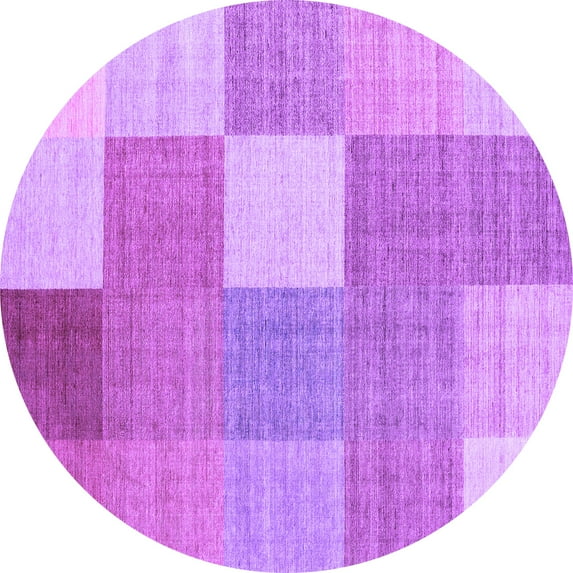 Ahgly Company Indoor Round Checkered Purple Modern Area Rugs, 5' Round