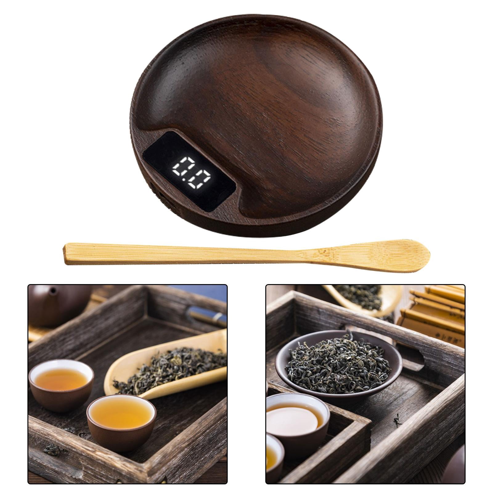 Fiocias Wood Electronic Tea Scale Birthday Gifts with Wooden Spoon High Accuracy Jewelry A