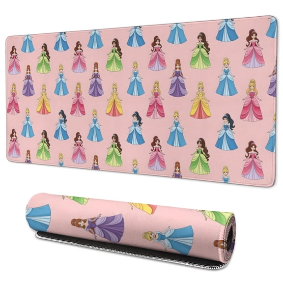 Long Mouse Pads for Desk,Colorful Princess Pattern Desk Mats on Top Of Desks, Desk Mouse Pad Extra Large with 3mm Non-Slip Base and Stitched Edge for Gaming,Office,Work,Home 35.4"x15.7"