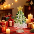 thumbnail image 6 of Bomd Mini Glass Christmas Decoration, Crystal Decoration With Colorful Lights And Golden Star, for Holiday Celebrations, Home, Office, Desk, Party Decor And Christmas Gift(Green Pink), 6 of 7