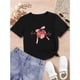 thumbnail image 1 of Camiseta informal para niña con estampado "LOVELY" y un divertido lazo de fresa, con cuello redondo elegante y cómodo para primavera y verano., 1 of 6