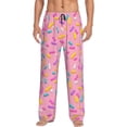 thumbnail image 2 of Kdxio Pink Donut Print Men's Sleep Pajama Pant Lounge Pants with Pockets, 2 of 8