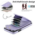 thumbnail image 4 of REQO Phone Case for iPhone 12 Pro iPhone12 6.1 Wallet Cover with Tempered Glass Screen Protector Crossbody Wrist Strap Ring RFID Blocking Card Holder Cell iPhone12pro 5G i 12s 12pro Women Purple, 4 of 7
