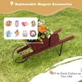 thumbnail image 6 of Topbuy Flower Pot Wheelbarrow Planter Solid Pine Wood Wagon Planter w/ Triangular Metal Support 2 Energy-saving Handles Movable Whee Red, 6 of 9