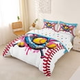 thumbnail image 3 of Erosebridal Kids Baseball Sport Queen Duvet Cover Set, Colorful Ice Cream Drip Bedding, Colorful Polka Dots Reversible, 1 Duvet Cover and 2 Pillowcases (No Comforter), 3 of 5