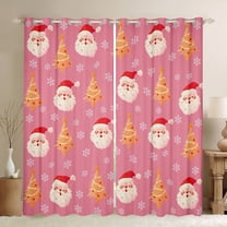Manfei Cute Santa Claus Curtains Pack of 2 (42x84 Each), Kawaii Christmas Tree Curtains Blackout, Cartoon Snowflake Print Bedroom Curtains, Curtains and Drapes Home Decor