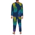thumbnail image 5 of Kll Retro Bright Pineapple Sleepwear Mens Flannel Pajamas,Long Cotton Pj Set, 5 of 9